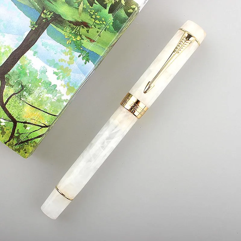 Pennen luxe kwaliteit jinhao 100 fontein pen eeuw tofu acryl witte handtekening fijne nib kalligrafie pen stationery inkt pennen