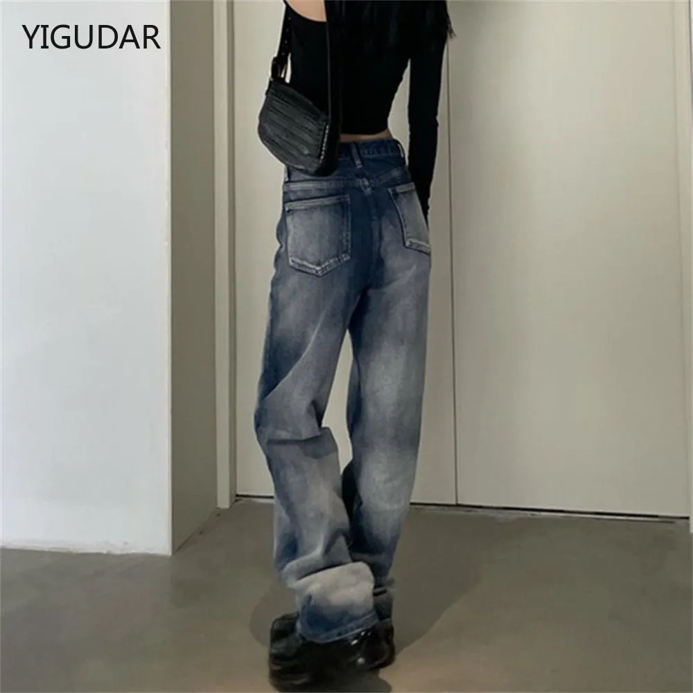 gonna pantaloni a gamba larga jeans da donna autunno inverno vita alta grigio nero gamba dritta pantaloni in denim autunno 2022 abiti casual da strada