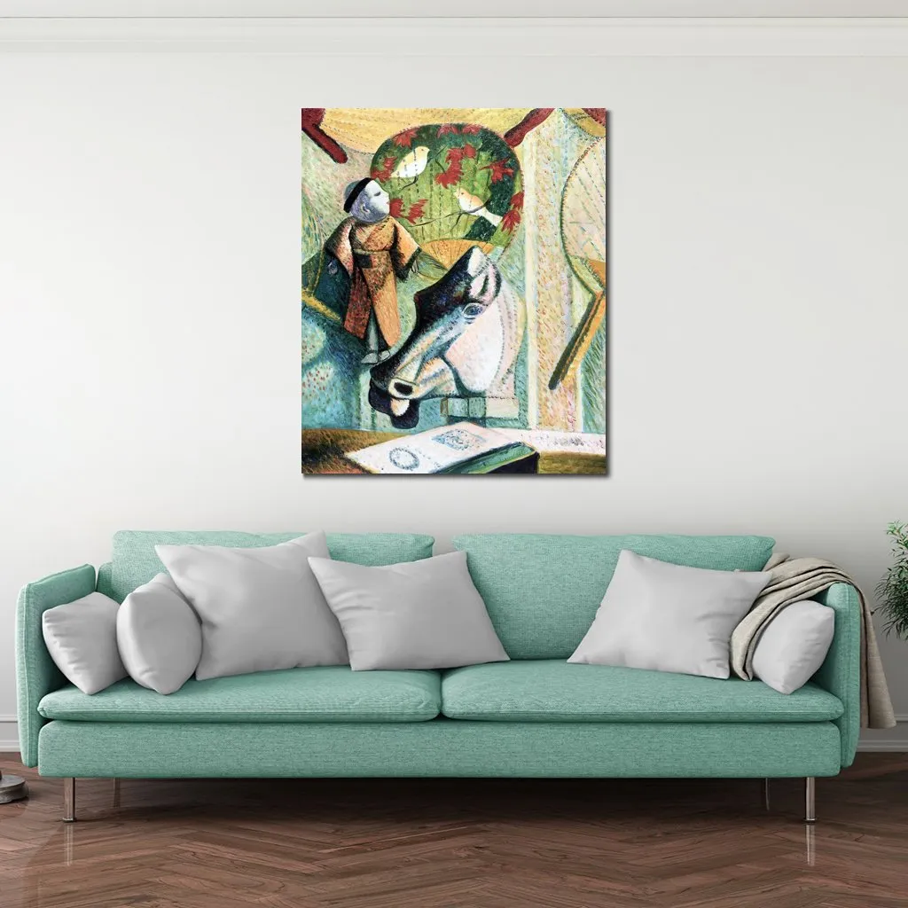 Impressionist Landscape Canvas Art Still Life with Horse S Head Paul Gauguin Painting Handmade Artwork for Hotel Lobby