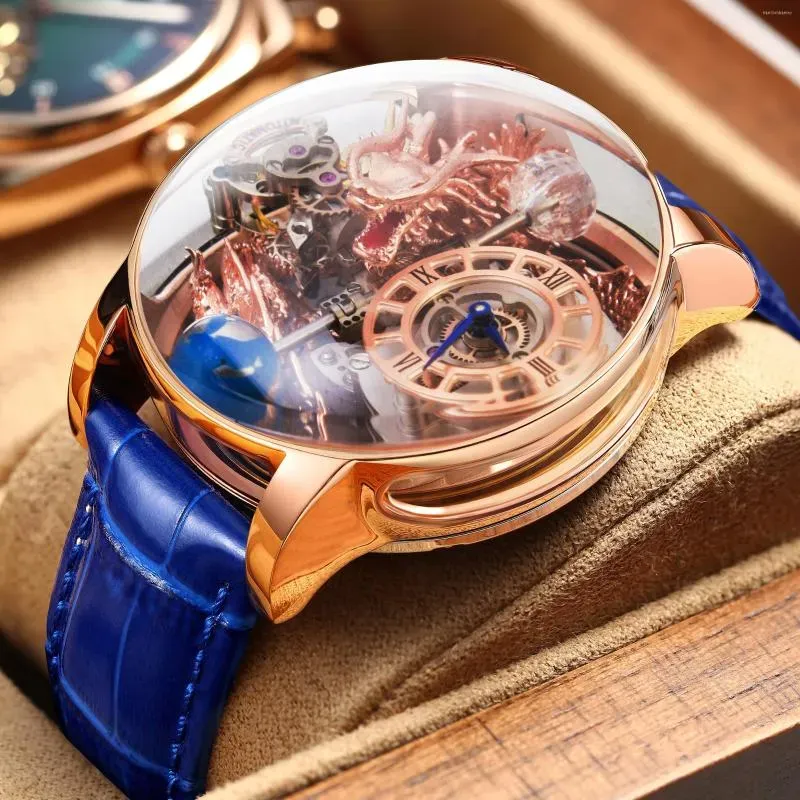 Wristwatches 2023 PINDU Astronomia Celestial SeriesTourbillon Watch Men The Transparent Design Looks Man Watches Quartz