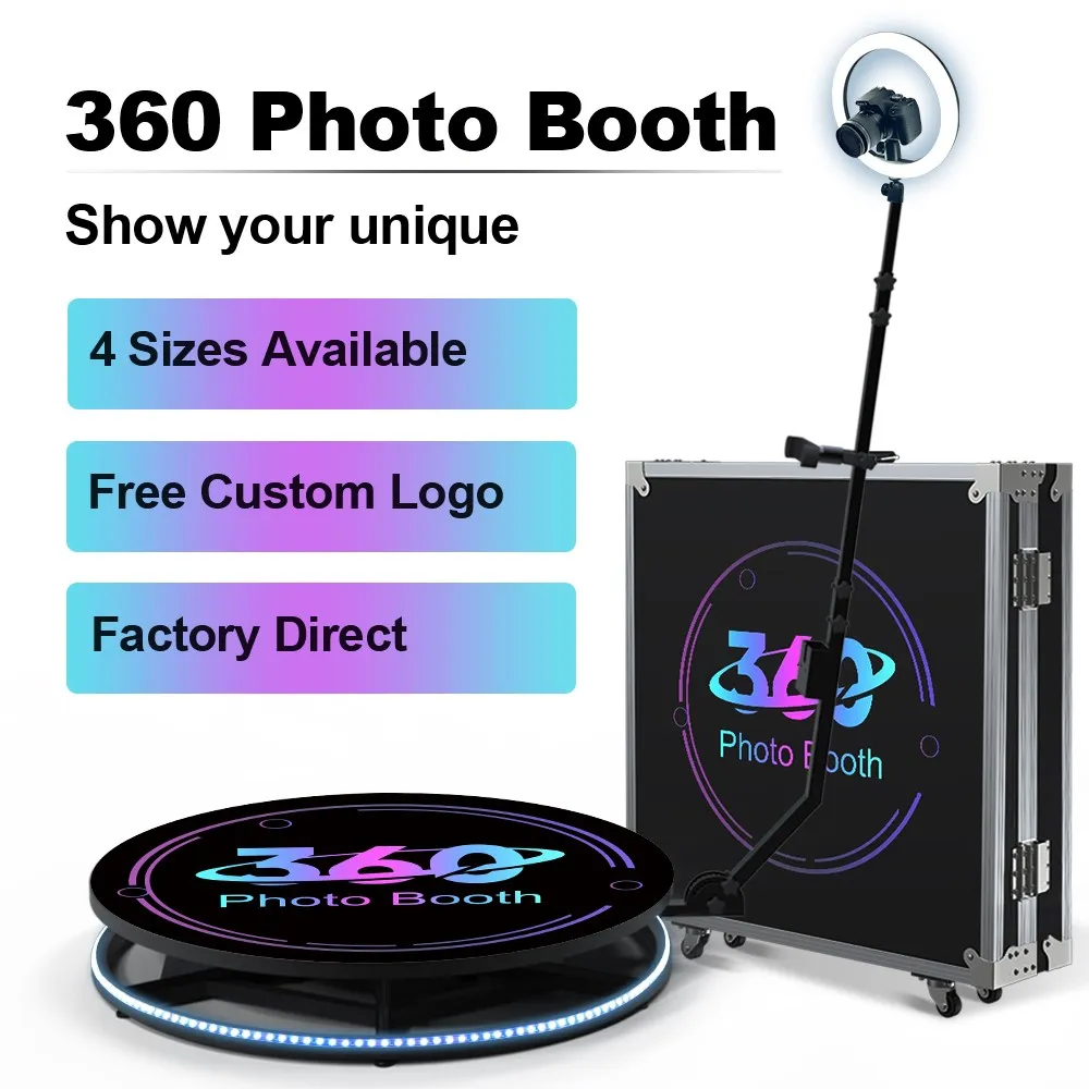 360 Photo Booth Rotazione automatica Selfie Puntelli Wedding Photobooth Operazione intelligente Videocamera a macchina al rallentatore