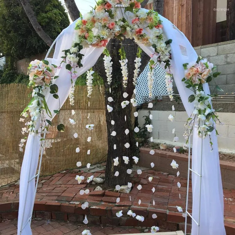 Rideau Blanc Sheer Arrangement De Mariage Arc Échelle Décoration Fenêtre Rideaux Chambre Net Gaze Cantonnière Décor