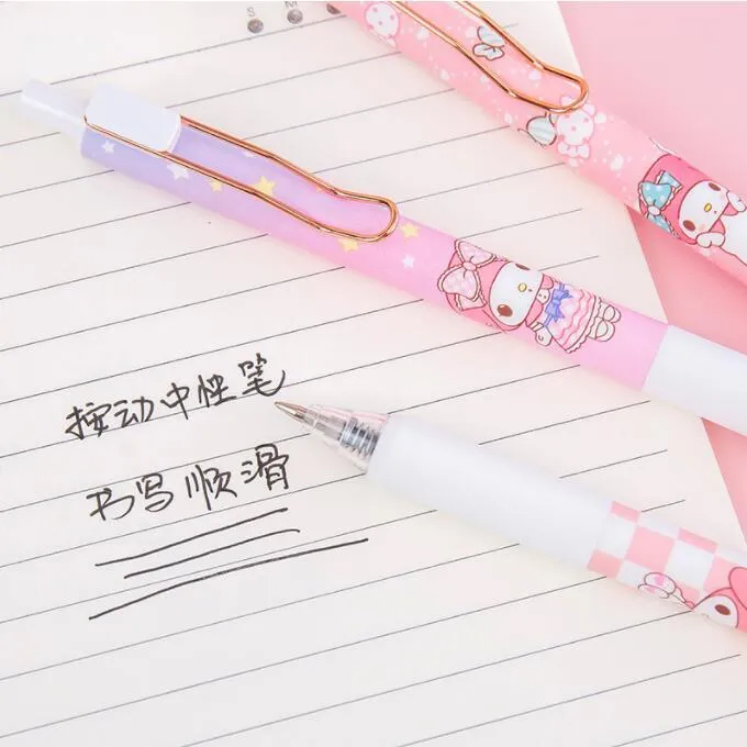 Stylos 36 pcs / lot kawaii rose rabbit clip gel stylo mignon 0,5 mm à encre noire papeterie cadeau de la papeterie de bureau