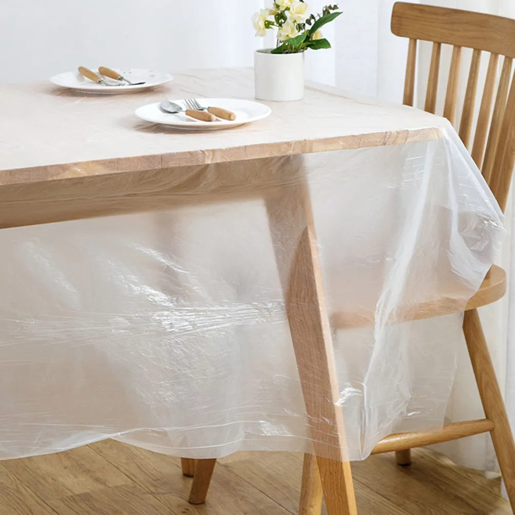 Table Cloth 1 Roll20pcs Disposable Tablecloth Plastic Thin Film Table Covers Dinner Cloth Table Decoration White 180x180cm A50 230628