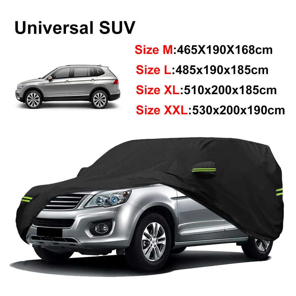 190T Covers Maat SUV LXL Indoor Full Car Cover Zon UV Sneeuw Stof Regenbestendig Bescherming Outdoor IndoorHKD230628