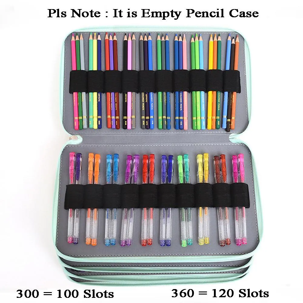 Väskor 300/360 SLOTS PENCIL CASE SCHOOL PENCILCASE FÖR Girls Stationery Pen Box Stora kapacitet Penal Office Big Bag Art Pouch Supplies