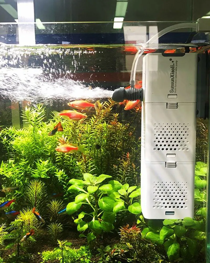 Autres poissons d'aquarium SUNSUN Filtre 3 en 1 pour réservoir Mini purificateur d'eau submersible à oxygène 230628