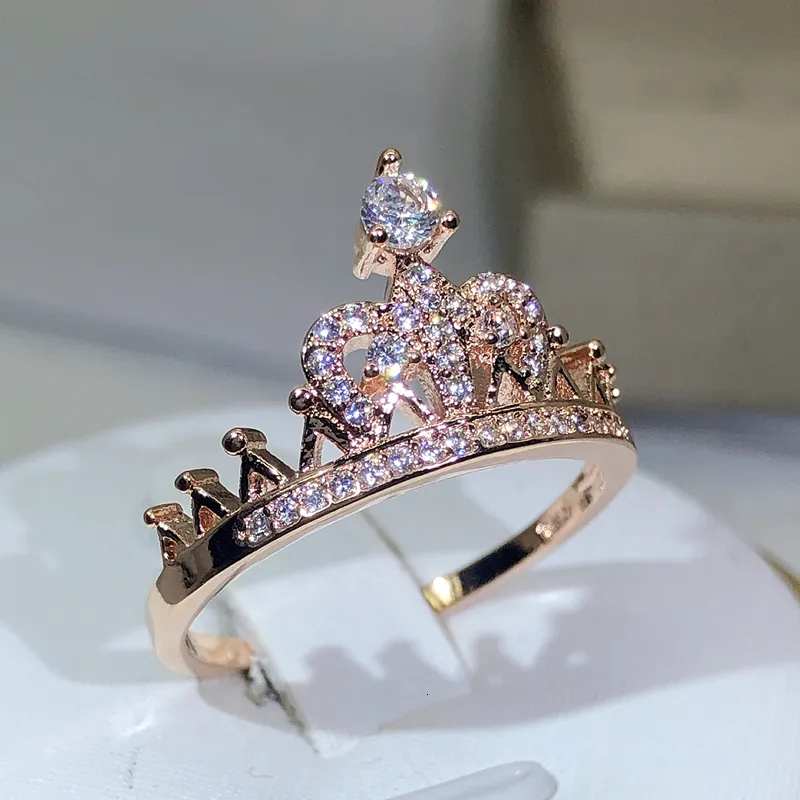 Exquisite Princess pandora jewelry crown ring with Side