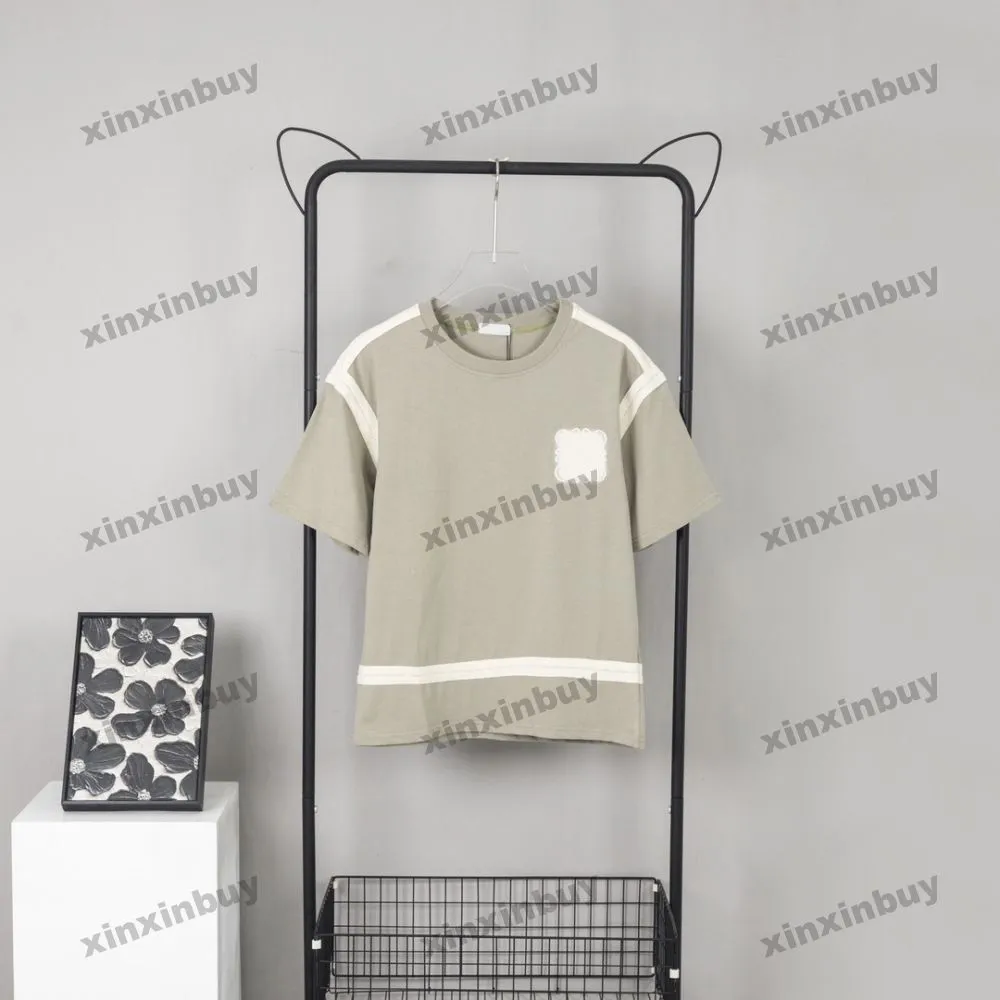 Xinxinbuy Men Designer Tee T Shirt 23ss Paris Wstbonowa panelowy liter haftowe bawełniane bawełniane khaki czarne białe xs-l