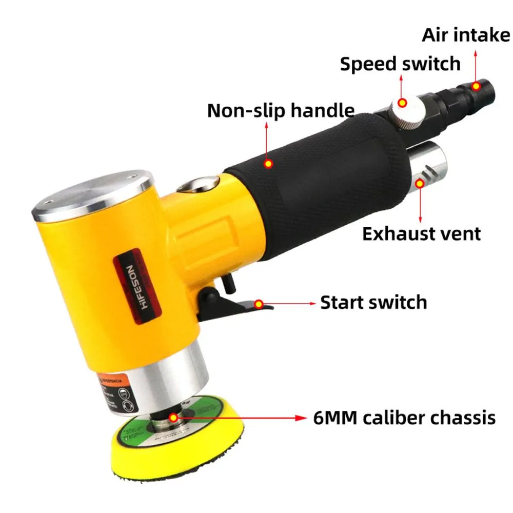 Polijsters HIFESON Концентрическая воздушная шлифовальная машина Пневматический мини-пневматический 2 "/3" Набор шлифовальных станков Полировщик автомобиля Ручная фреза Гравировальный станок