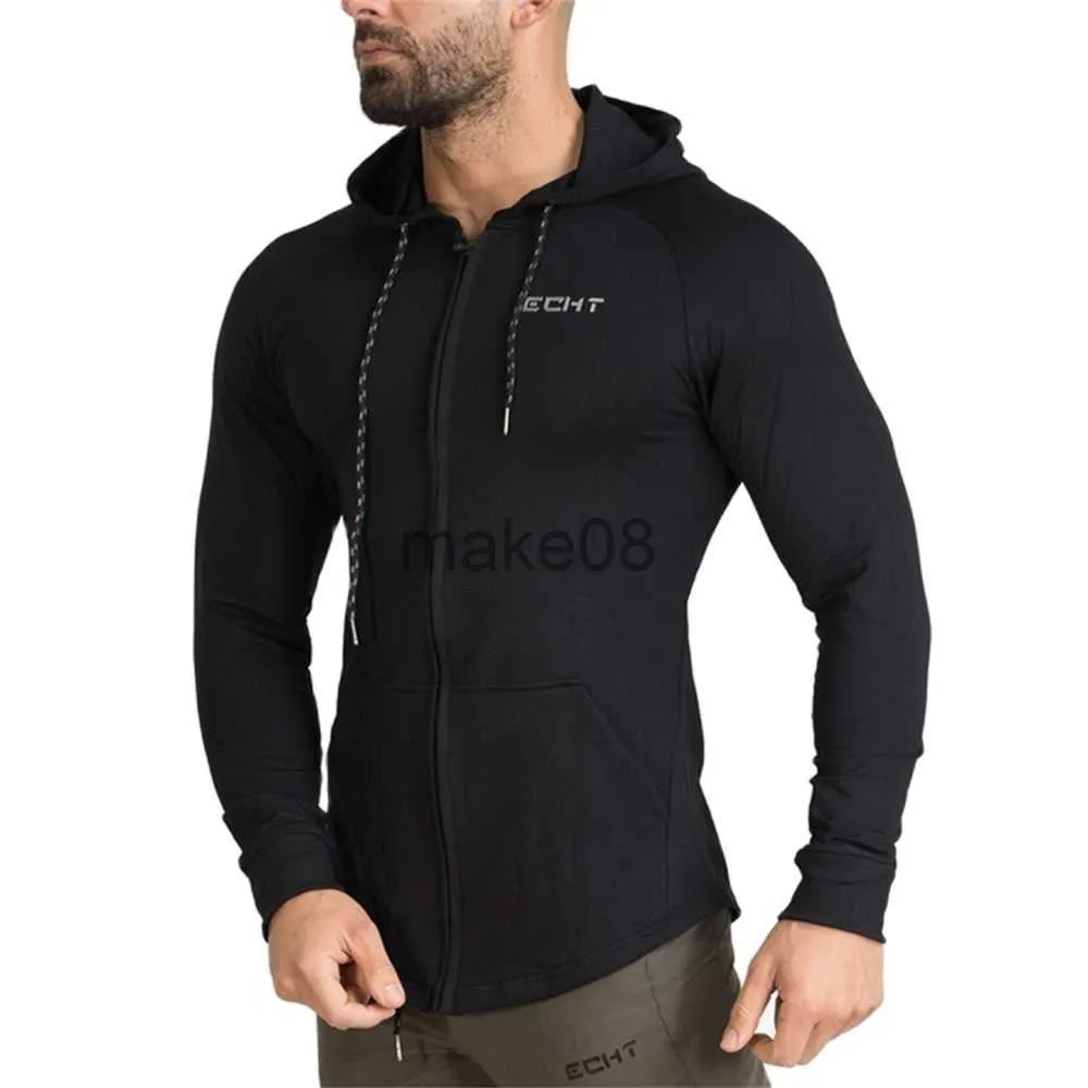 Heren Hoodies Sweatshirts Herfst Nieuwe Mannen Katoen Sweatshirt Gym Fitness Bodybuilding Hoodies Mannelijke Casual Mode Slanke Capuchon Rits Jas Tops Kleding J230629