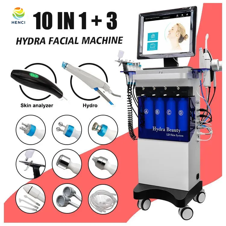 El más nuevo 13 en 1 Hydra Dermabrasion RF Bio-lifting Spa Facial Machine con analizador de piel Water Oxygen Jet Hydro Diamond Peeling Microdermabrasion