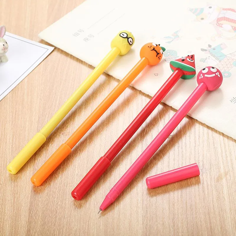 Pennor 100 datorer Creative Stereo Fruit Gel Cartoon Stationery Cute Office Supplies Waterbased Sign Pen Kawaii School Supplies