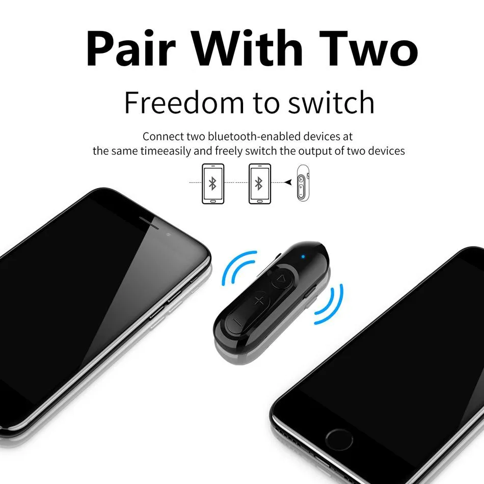 Connectors Upgraded 28h Play Bluetooth 5.0 Audio Receiver + Earphone 3.5mm Aux Jack Wireless Adapter Builtin Mic for Car Headphone Speaker