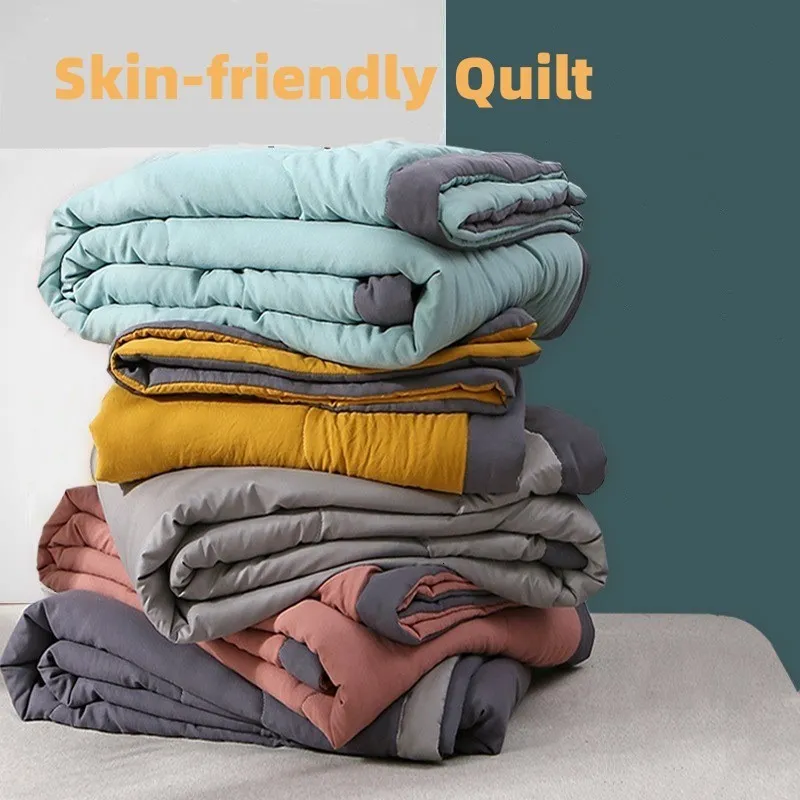 Blankets Washable Cotton Air Conditioner Quilts Cool Summer Breathable Skin friendly Thin Blanket Quilt Core No Fade Housewarming Gifts 230628