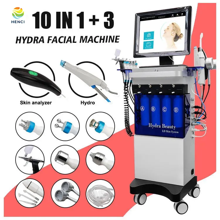 Máquina facial de oxígeno Hydra con analizador de piel Máquina hidrofacial Equipo de belleza de microdermoabrasión Salón de SPA Comercial