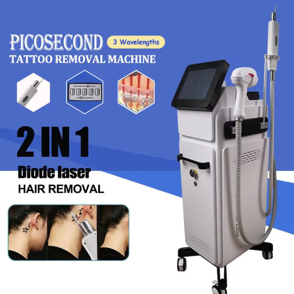 Gorąca sprzedaż pionowa 808 nm Diode Laser Maszyna do usuwania włosów pico tatuaż tatuaży odmładzanie skóry i zaostrzenie urządzeń kosmetycznych do komercyjnego