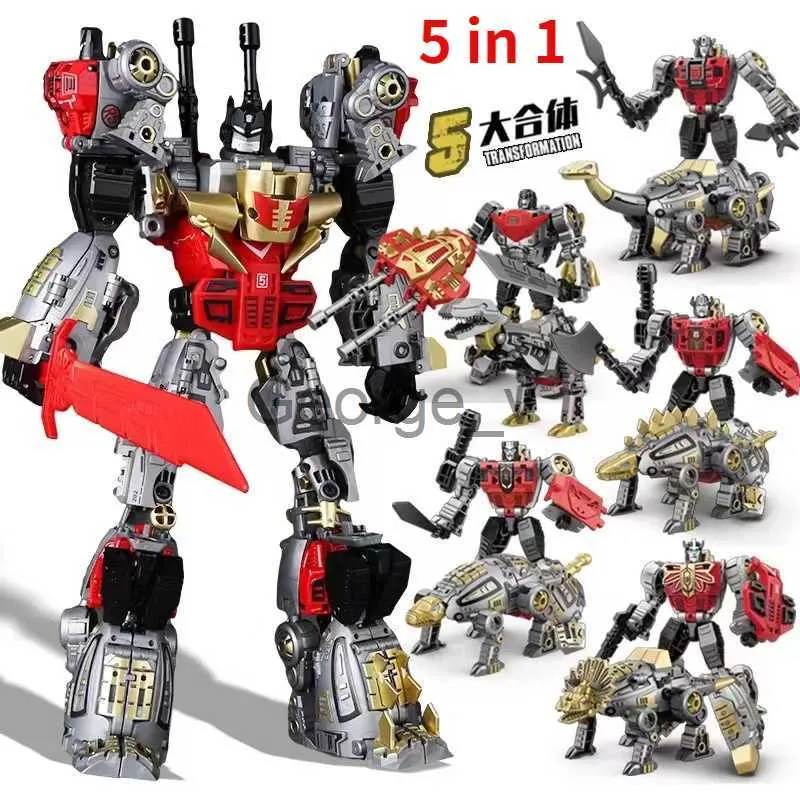 Minifig Transformation 6inch 5 In 1 Combination Height 11inch Alloy Dinosaur Troops Mechanical Beast Toys for Kids Ages 4 and Up J230629