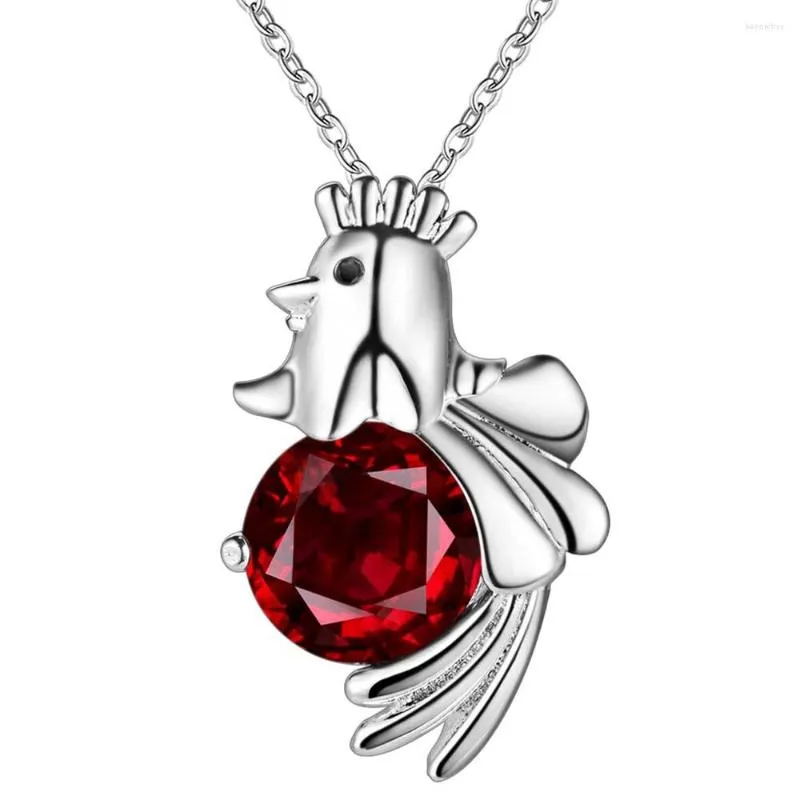 Hänge halsband kuk söt design silver färg halsband med rött zirkonfest mode smycken toppkvalitet fabriksuttaget an072