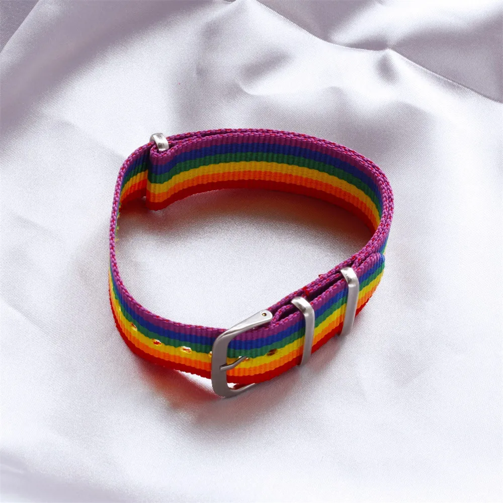 Rainbow Strap Bracelet Girls Boys Ladies Rainbow Wristband Bracelet Cotton Linen Adjustable Couple Jewelry Gift Jewelry