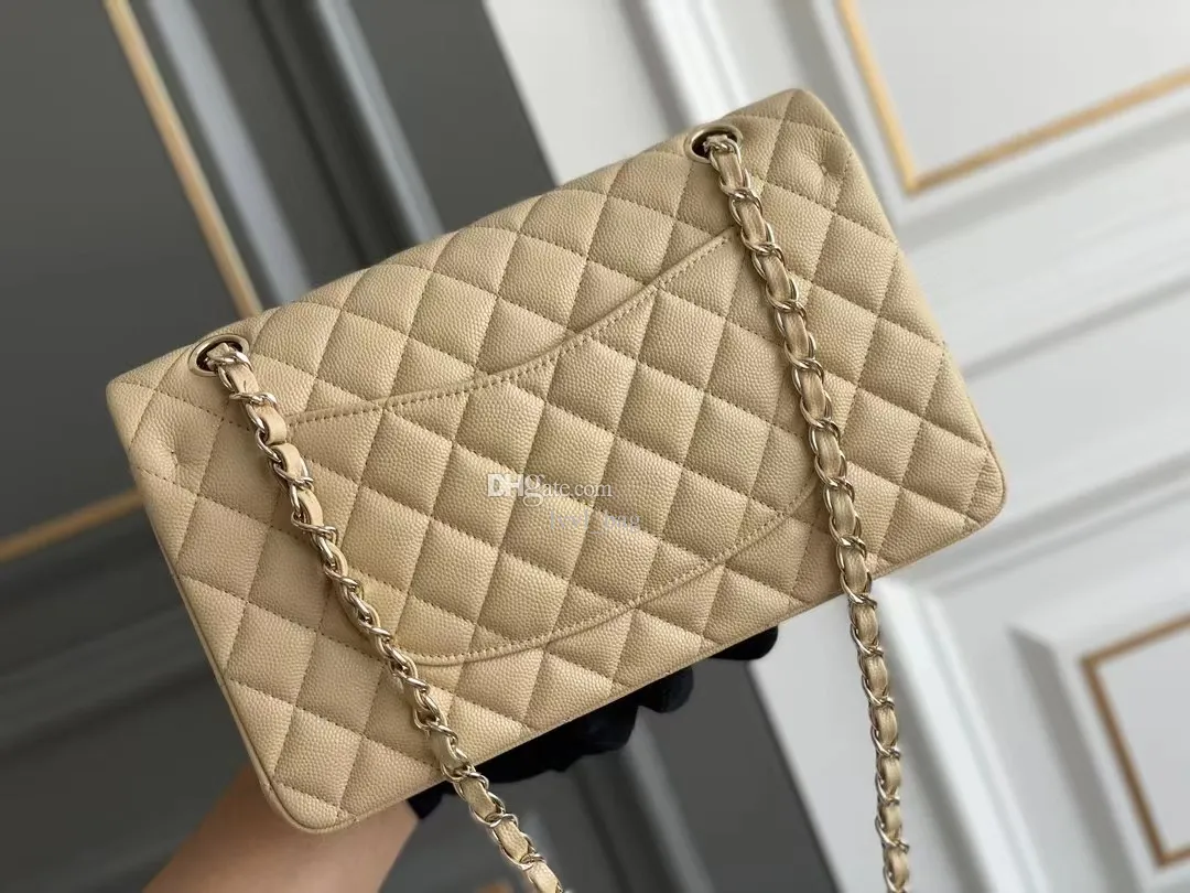 Kvinnor Luxury Purse Designer Classic Flap Bags Diamond Lattice Real Hass Caviar Leather Shoulder Bags Handväskor 24K Lätt guldplätering Hårdvarukedja Korta kroppsväskor