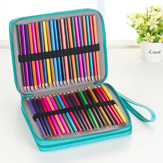 Bags Leather School Pencil Cases for Girls Boy Pencil Case 120/160 Holes Pen Box Multi Function Storage Bag Case Pouch Stationery Kit