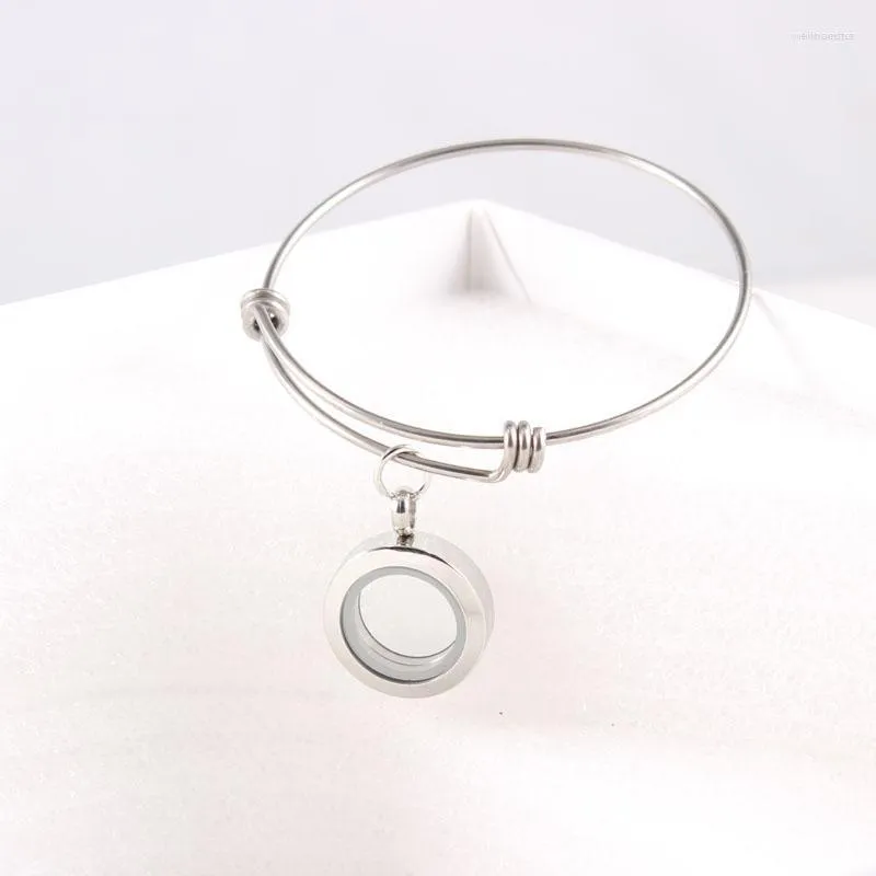 Bangle Latest 50mm 60& 65mm Expandable Bracelet Silver 316L Stainless Steel Floating Locket Bangles Bracelets 20mm