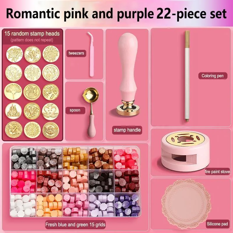 Pullar Mühür Damga Seti Lake Damga Sızdırmazlık Balmumu Kiti DIY Zanaat Malzemeleri Scrapbooking Düğün Davetiyesi Dekoratif Sızdırmazlık Balmumu Seti 230628