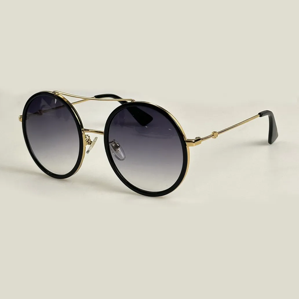 Модные круглые солнцезащитные очки Черное золото Металлический каркас Серый градиент Женские летние солнцезащитные очки gafas de sol Sonnenbrille UV400 Очки с коробкой