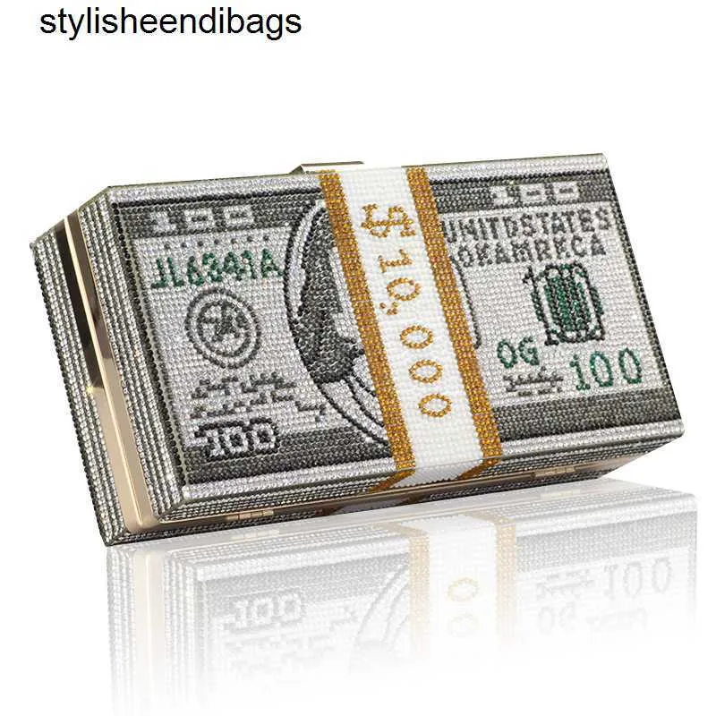 Totes Money Dollar Money Glitter Purso Rehinestone Diseñador de lujo Bolso de bolso Bolso de noche