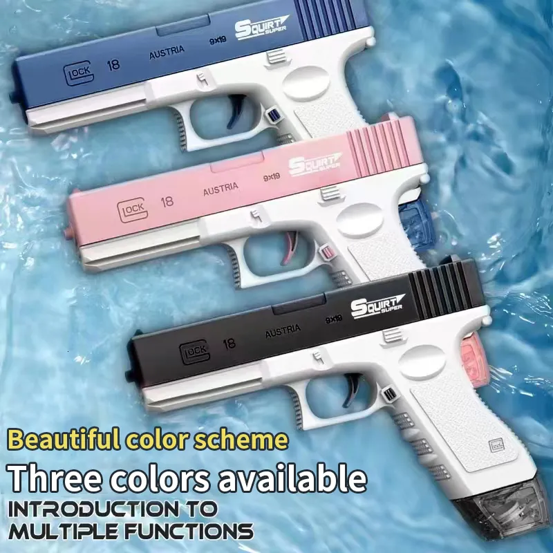 Zand Spelen Water Plezier Waterpistool Elektrische Glock Pistool Schieten Speelgoed Volautomatische Zomer Water Strand Speelgoed Voor Kids kinderen Jongens Meisjes Volwassenen 230629