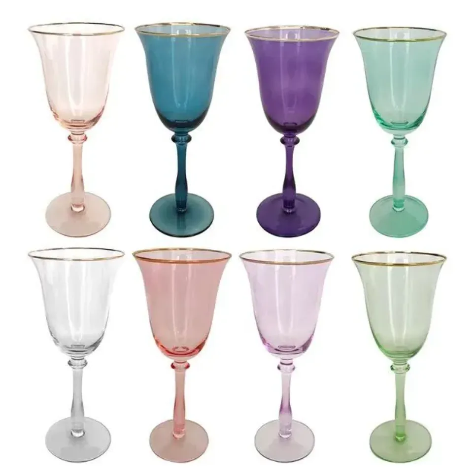 Taça de vidro de vinho colorido 300ml taça de vinho tinto pires de champanhe coquetel swing copo para festa de casamento ktv bar moda criativa g0629