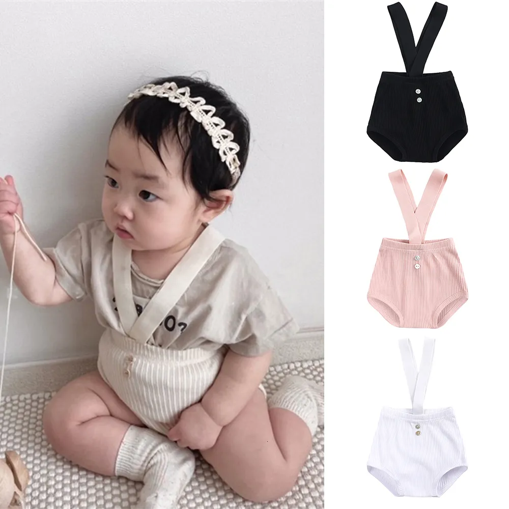 Shorts Baby Summer For 318M Solid Cotton Suspenders Toddler Boys Girls Clothes born Stripe Outfits Romper Jumpsuit 230628