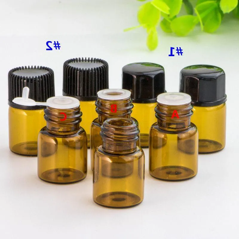 Vente en gros 1ml Brown Vial Mini Empty Container Tubular Glass Bottle 1CC pour Huile Essentielle 3600Pcs Lot Orket