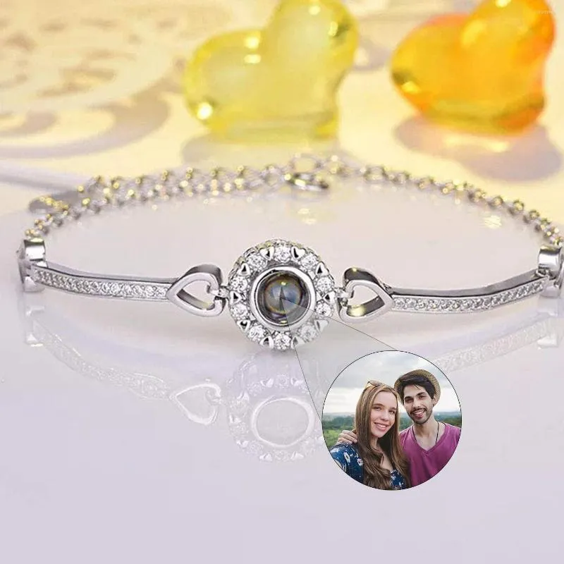 Lien Bracelets Personnalisé Cercle Po Projection Bracelet Couples Christamas Jour Cadeau Bijoux Personnalisés Anniversaire Amant Famille Souvenir