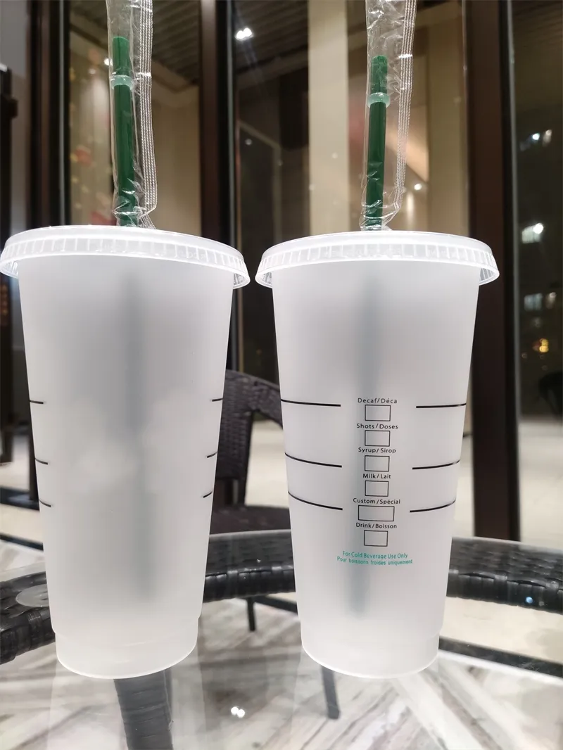 Sjöjungfru gudinna 24oz/16oz plastbockade muggar tumbler återanvändbar klar dricka platt botten pelare form lock halmkoppar mugg drycker med logotyp