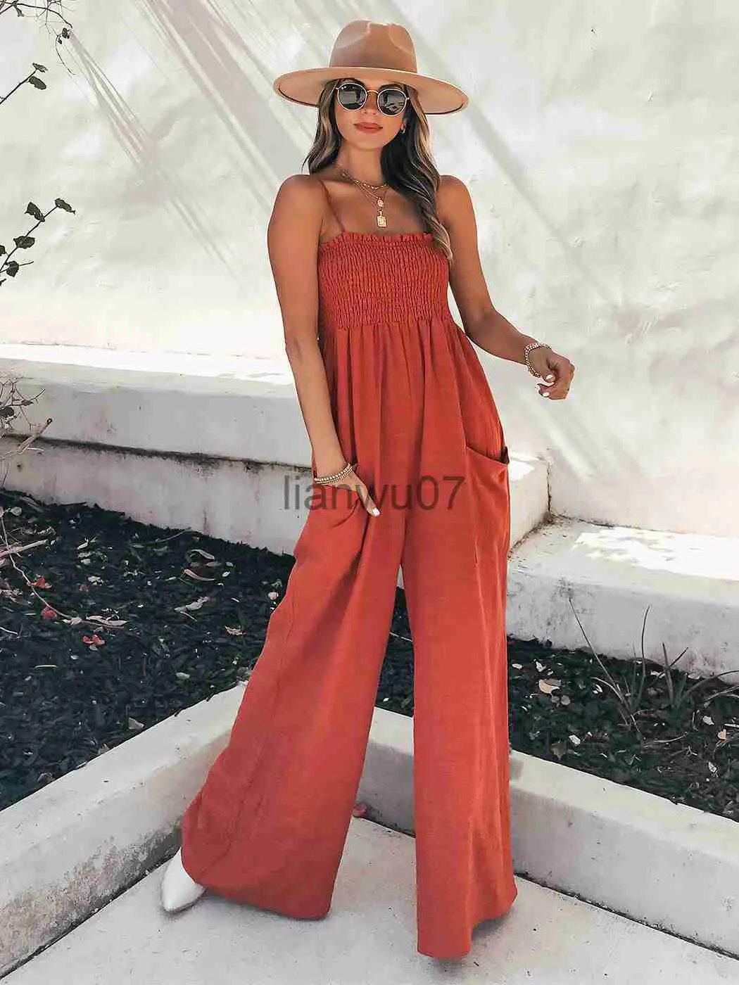 Damen-Overall-Spielanzug, Jastie, 2023, neuer Frühling und Sommer, Overall, sexy Hosenträger, lockerer lässiger Overall, Boho-Strandurlaub, weites Bein, Hose, Rompe J230629