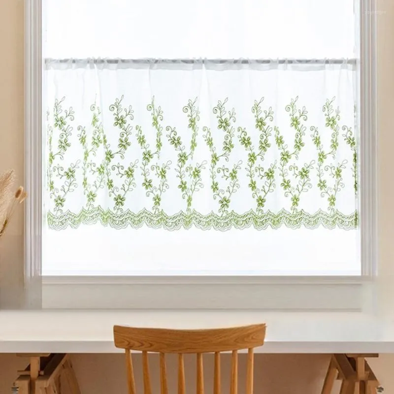 Curtain YOUZI 1PC Embroidered Floral Window Curtains Rod Pocket Light Filtering Sheer Drapes Elegant Home Decoration