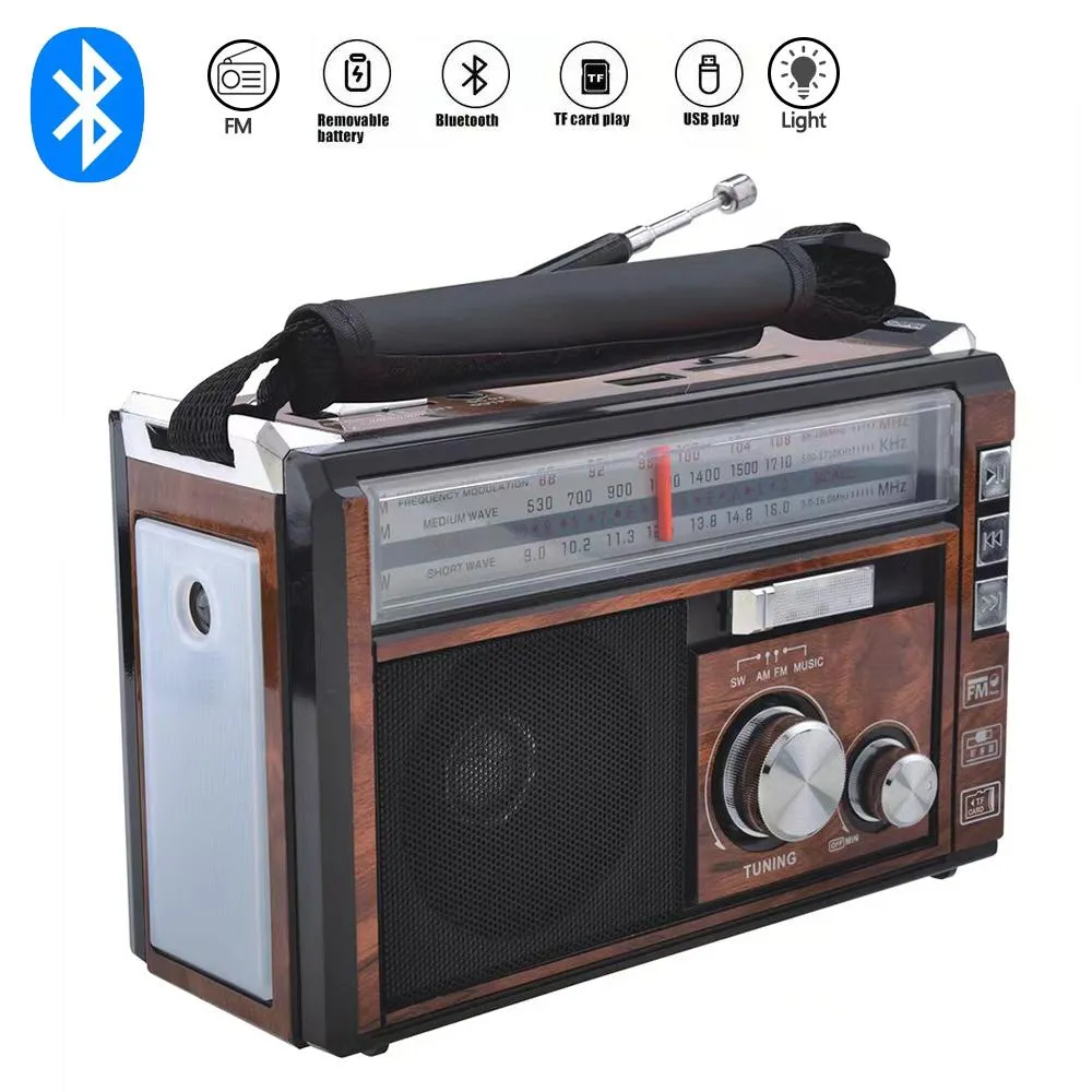 موصلات حساسية عالية Retro اللاسلكية المحمولة مستقبل Radio Radio Three Band Radio Card /USB MP3 Playerr FM Pointer