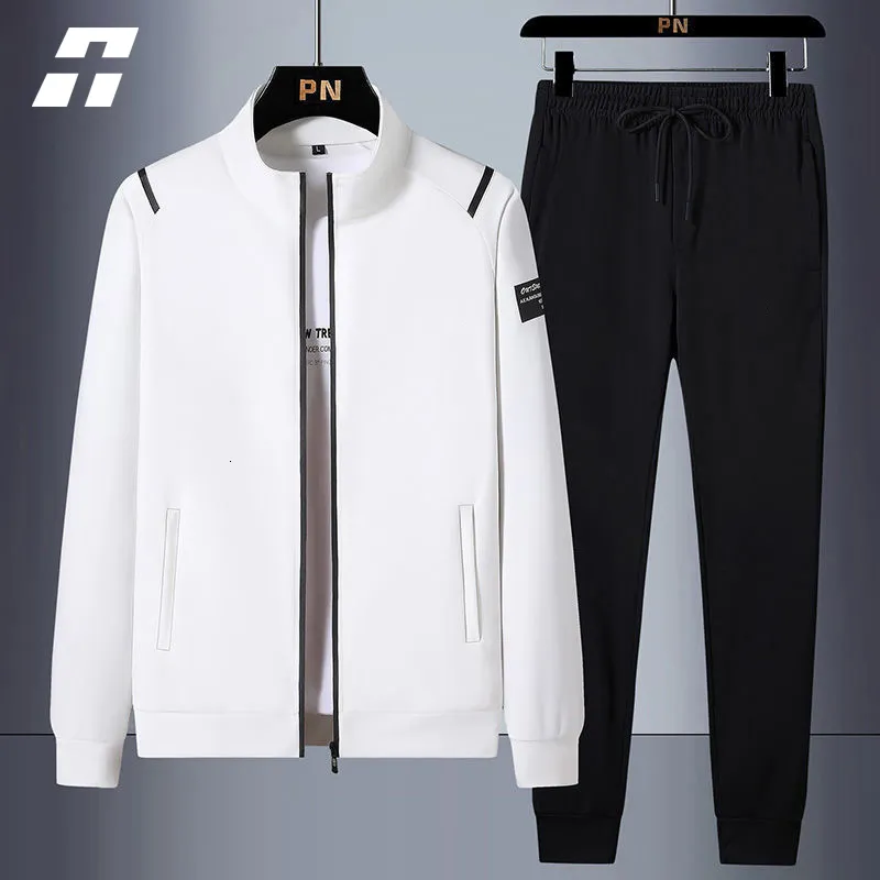 Mäns spårdräkter Casual Tracksuit Spring Autumn Sportwear Men 2 Piece Set Sweatpants Print Brand Zipper Male Sweatshirt Plus Size 230629