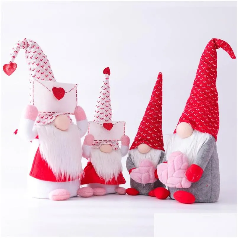Andere festliche Partyartikel, Valentinstagsgeschenk, Mr. Mrs, handgefertigte schwedische Tomte-Zwerge, Plüsch, gesichtslose Weihnachtsmannpuppe, Ornamente, Home Tab Dh1Ot