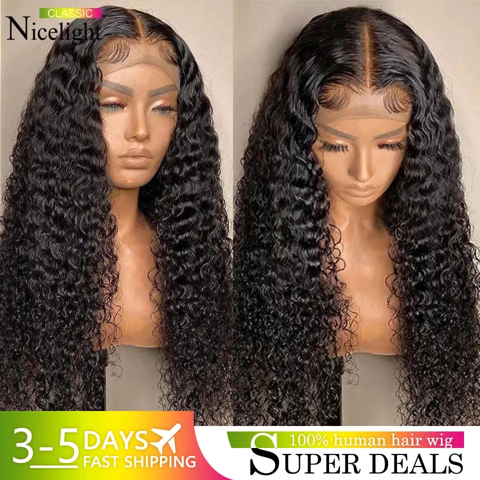 Lace Wigs Nicelight Water Wave Transparent Front Brazilian Remy Pre Plucked Human Hair For Women Curly Closure Wig 230629