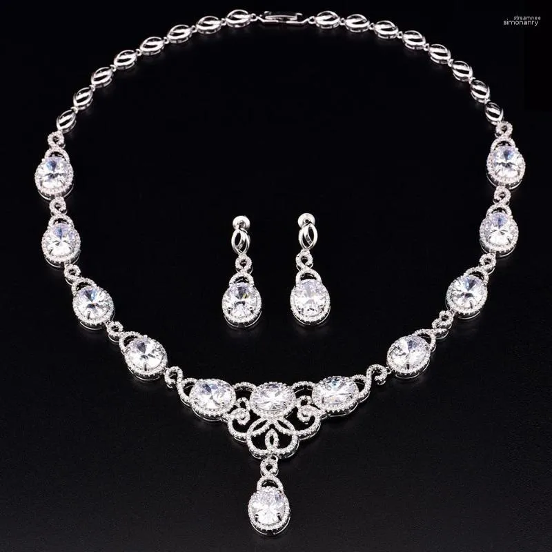 Collana Orecchini Set Arrivo Nuvola Cubic Zirconia Matrimonio Per Le Donne Goccia Fidanzamento Gioielli Moglie Regalo CZL-6080