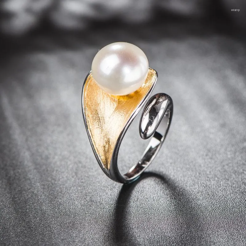 Cluster Rings S925 S925 Sterling Silver Ring Retro Thai Art Wholesale Joias Natural Water Fresh Water Pearl Open Ended Women