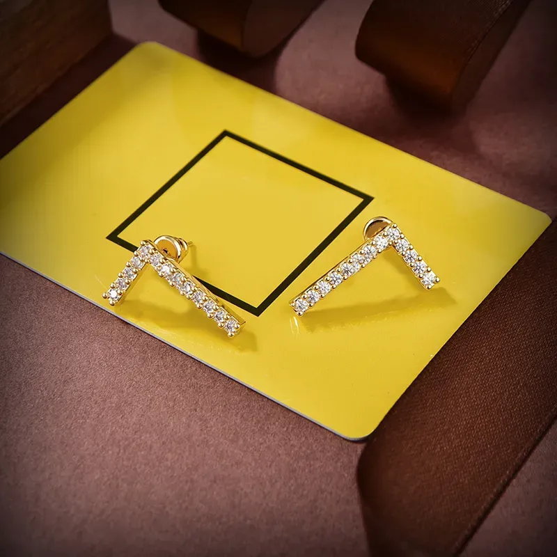 럭셔리 골드 다이아몬드 귀걸이 스터드 디자이너 쥬얼리 여성용 황금 귀걸이 클래식 귀걸이 상자 매달려 귀걸이 F 액세서리 236292D