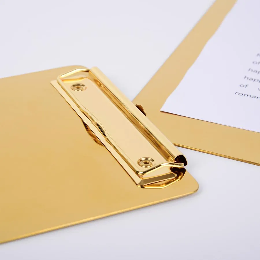 Appunti Gold Metal A5 B5 A4 Appuntatore Desta da ufficio Ins Cartella carta Schizzo Sketch Board Conference File Cardboard File di scrittura