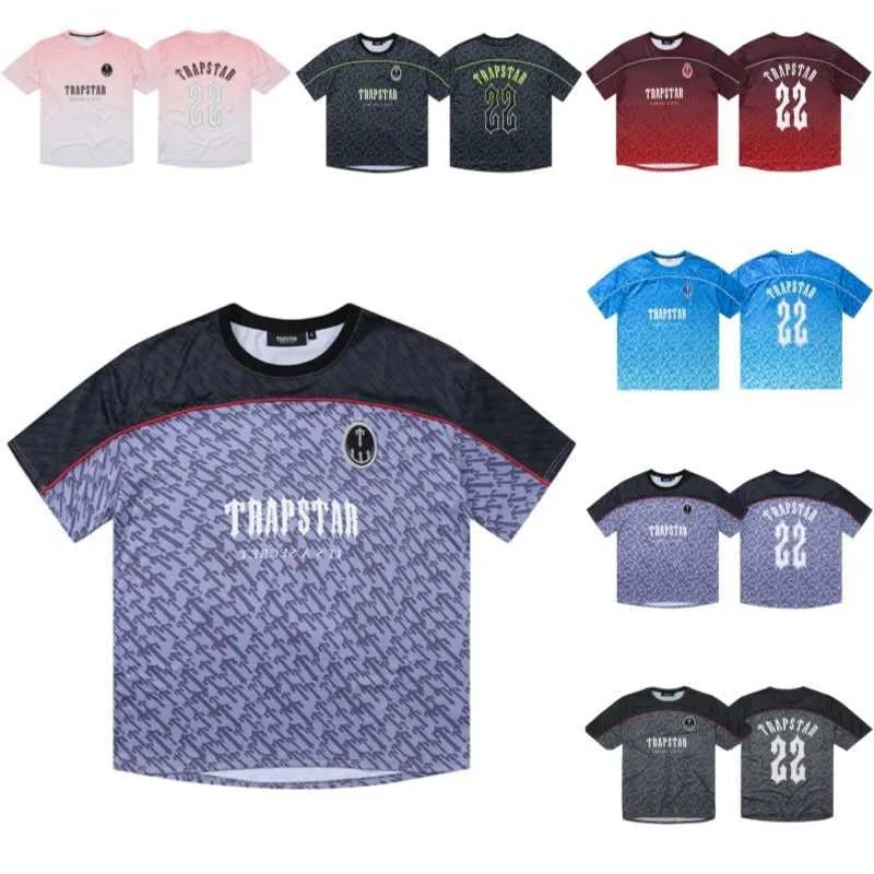 Herren Trapstar T-Shirts Fußballtrikot Logo Nr. 22 Bedruckt Kurzarm Atmungsaktiv Hip Hop Streetwaer I4l2