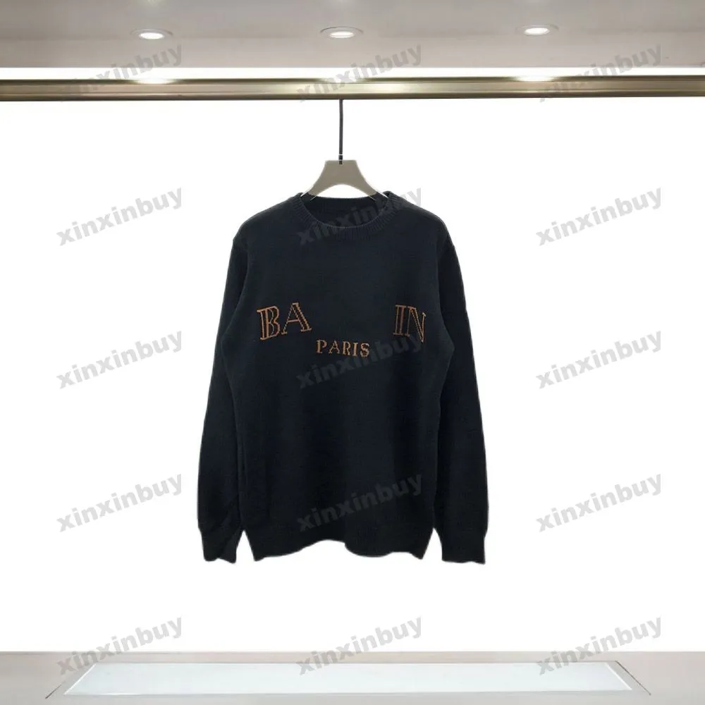 xinxinbuy Männer Frauen Designer Sweatshirt Hoodie Paris Jacquard Brief Pullover Paris Bekleidung schwarz weiß S-2XL