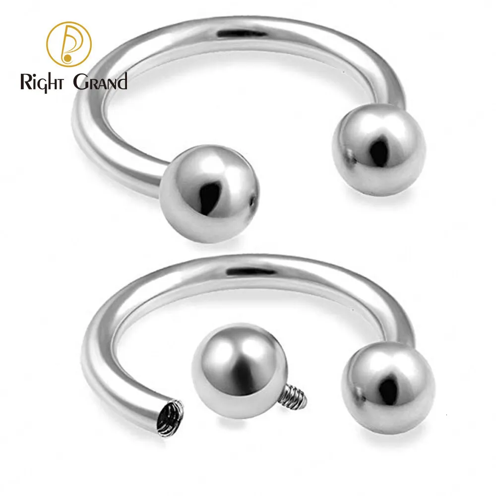 Navel Bell Button Rings 5pcslot Right Grand Implant Grade Internally Threaded Horseshoe Circular Barbells Body Jewelry 230628