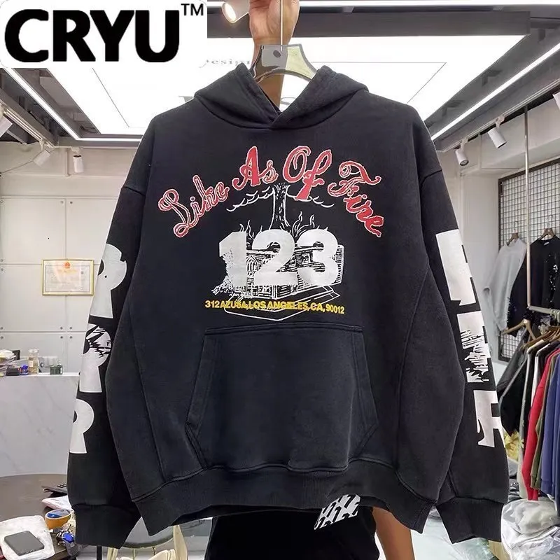 Polos Homme CRYU Lettrage GRAFFITI PRINT BAGGY HOODIE 230629